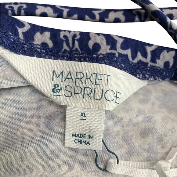 Market & Spruce Women’s Maxi Dress Geometric Blue White Size XL NWT - Picture 9 of 12